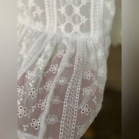 Calvin Klein white eyelet lace midi dress 8 - Picture 4 of 12